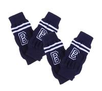 SHOWERORO 4pcs Elastic Knitted Dog Leg Warmers with Elbow Protector Navy Blue Letter Pattern Pet Knee and Hock Sleeve for Small Dogs to Prevent Licking and Joint Injury
