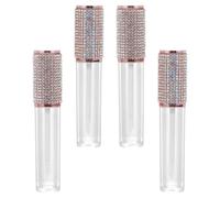 SHOWERORO 4Pcs Fillable Lip Gloss Tubes with Rhinestone Patch, Small DIY Empty Lip Oil Bottles for Travel and Cosmetic Storage