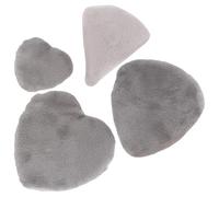 SHOWERORO 4Pcs Gray High-Density Cotton Heart, Waterdrop, and Triangle Shaped Loose Powder Applicators Cosmetic Cushion Set for Facial Makeup and Foundation Application