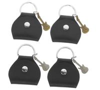 SHOWERORO 4pcs Guitar Pick Holder Keychain Leather Organizer Pendant Portable Storage Case for Picks Musicians and Guitar Antique