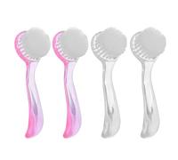 SHOWERORO 4Pcs Handle Grip Nail Brush Set Round Head and Cover, Pink and, Long Handle Fingernail Scrubbing Brushes for Hand and Toe Cleaning, Manicure Nail Dust Removal Tools
