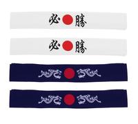 SHOWERORO 4pcs Japanese Samurai Headband Bandana for Men Karate Japanese Headband Athletic Sweatband Costume Accessory for Training and Activities
