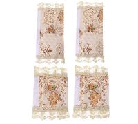 SHOWERORO 4pcs Lace Door Handle Gloves Set Brown Long Short Fridge Handle Covers Non-slip Dustproof Oven Protector for Kitchen Use