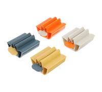 SHOWERORO 4pcs Manual Toothpaste Dispenser Squeezer Plastic Toothpaste Tube Extruder Clip Bathroom Tube Squeezing Gadget in White Blue Yellow Orange for Daily Oral Care