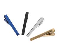 SHOWERORO 4Pcs Men’S Metal Tie Clip Set with Gold, Silver, Black, and Navy Blue Finish - Brushed and Polished Round Tie Clasps for Business, Formal and Wedding Wear Accessories