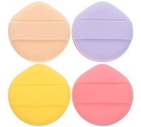 SHOWERORO 4pcs round Foundation Sponges Thickened Double-sided Makeup Sponges with Wide Ribbon for Blending Powder and Cream Base Makeup Applicator