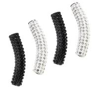 SHOWERORO 4Pcs Shoelace Decoration Buckles Rhinestone Tubes, Black and White Shoe Lace Charms for DIY Shoe Accessories and Sneaker Decor