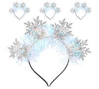 SHOWERORO 4pcs Sparkling Snowflake Headbands for Women Christmas Hair Accessories Festive Glitter Hair Hoops Holiday Party Headwear for Winter Events
