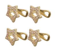 SHOWERORO 4pcs Sparkly Rhinestone Star Teeth Grill Caps for Women Men Golden High Polish Tooth Jewelry Lightweight Bling Hip Hop Rapper Mouth Accessories for Cosplay Party and Daily Wear