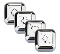 SHOWERORO 4pcs Stainless Steel Whiskey Ice Cubes Reusable Poker Pattern Whiskey Stones for Spirits Drinkers, Not Afraid of Water, for Offices and Shopping Malls