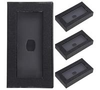 SHOWERORO 4pcs Stylish Snake Texture Bow Tie Storage Boxes with Clear Window for Men Black Paper Packaging for Weddings Events and Presentation