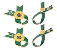 SHOWERORO 4pcs Sunflower Alloy Awareness Ribbon Brooch for Disability Charity Events Compact Lapel Pins with Yellow Ribbon Design Versatile Sunflower Badge for Support and Inspiration