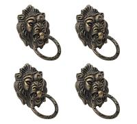 SHOWERORO 4Pcs Vintage Lion Head Design Pull Handles for Cabinet Drawer Wardrobe, Antique Style Bronze Finish, 6.8X4.2Cm Traditional Chinese Furniture Hardware