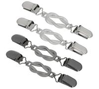 SHOWERORO 4Pcs Vintage Shawl Collar Clips for Women, Retro Sweater Closure Pins in Black and Silver, Cardigan Clips for Cape, Sweater and Cloak Decoration