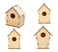 SHOWERORO 4pcs Wooden House Toys for Christmas Decorations Creative Models for Boys and Girls Festive Room Decor and Plaything Log Cabin Style Adornments