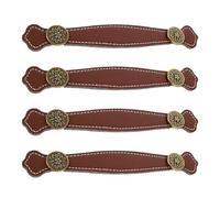 SHOWERORO 4pcs Zinc Alloy Retro Leather Suitcase Handles with 128mm Hole Spacing, Drawer Pulls for Cabinet, Furniture, and Wardrobe, Vintage Style Brown and Green