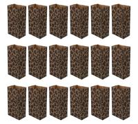 SHOWERORO 50pcs Leopard Print Party Paper Bags 23x12x7.5cm with Flat Bottom for Bakery Treats Holiday Wrapping and Candy Storage