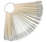 SHOWERORO 50Pcs Natural Color Nail Art Practice Sticks Fan-Shaped Nail Polish Display Tips for Gel Polish and Accessories
