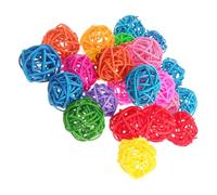 SHOWERORO 50pcs Spherical Rattan Wicker Ball Parrot Chew Made from Natural Grass Rattan, 3cm Diameter Bird Chewing Ball for Home Use and DIY Decoration Random Color