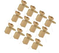 SHOWERORO 50pcs Wedding Candy Box Kraft Paper Box Easy to Assemble Cute Stylish Design Khaki Colour for Occasions Party Presents Packaging