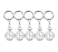 SHOWERORO 5pcs Multi-Function Nurse Watches Key Ring Pocket Watch with Glass and Stainless Steel for Nurses Working in The Hospital Or Daily Work Simple Shape and Easy to Carry