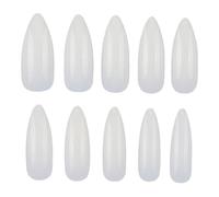 SHOWERORO 600pcs Water Drop Shape Long Almond Artificial Nail Tips for Manicure DIY Nail Art Sticker Fake Natural Color Bag