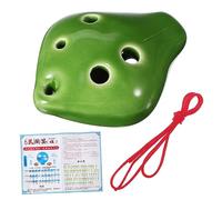 SHOWERORO 6hole Green Mini Short Ceramic Ocarina Lanyard Beginner Practice Musical Instrument Ocarina Necklace for Boys and Girls and Adults