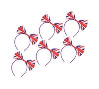 SHOWERORO 6pcs British Flag Bow Headbands Satin Hair Hoops Comfortable Hair Accessories for Women Festival Party Decorative Bowknot Headpieces