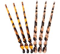 SHOWERORO 6pcs Chinese Hair Chopsticks Set Leopard Print and Light Tortoise Acetate Decorative Long Hair Sticks for Women Forks Suitable for Styling and Updos
