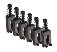 SHOWERORO 6pcs Electric Guitar Bridge Replacement Kit with Roller Saddles Chrome Hardtail Bridge and Black Screws for Enhanced Stability and Tonal Clarity