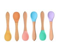 SHOWERORO 6pcs Ergonomic Feeding Spoons for Rice and Soup Mixing Utensils Handles Cutlery for Weaning and Porridge