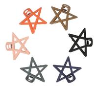 SHOWERORO 6Pcs Large Star Hair Claw Clips Set for Women Matte Finish Jaw Clips in Black Pink Navy Orange Coffee and Gray Strong Hold Hair Accessories and Styling