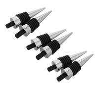 SHOWERORO 6pcs Silver Metal Wine Bottle Stoppers Set with Vacuum Seal Screw Cap Reusable Wine Saver Accessories for Bar Party and Home Preservation