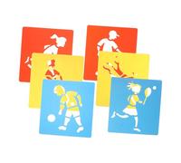 SHOWERORO 6pcs Sports Stencils Drawing Template Set for Children, Reusable Plastic Painting Stencils Basketball Court Design, Washable Art Tools for Kids Sports and Outdoor Activity Painting