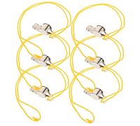 SHOWERORO 6Pcs Stainless Steel Referee Whistles with Lanyards Portable Sports Whistles for and Emergency Situations Loud Sound for Outdoor Survival and Competitions