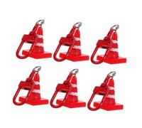 SHOWERORO 6pcs Traffic Cone Keychain Bright Red Pendant Party Favors for Unique Road Safety Reminder Key Ring Charms for Backpacks and Rewards
