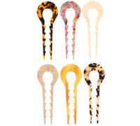 SHOWERORO 6pcs U-shaped Acetate Hair Fork Hair Pins for Women Mixed Color Tortoise Shell Suitable for Updo Styling and Random Color