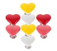 SHOWERORO 8pcs Heart-Shaped Toilet Tank Push Button Handles 2cm Base Portable Toilet Flush Press Aid Kit in Red Yellow White Pink for Standard Water Tanks