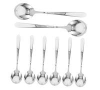 SHOWERORO 8pcs Large Stainless Steel Soup Spoons Stainless Steel with Round Head Versatile Serving Utensils for Soups Cereals Rice Family Kitchen Dining Dishwasher Safe