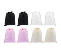 SHOWERORO 8Pcs Non-Woven Drawstring Shoe Storage Bags Travel Shoe Pouches Organizer Set with Black, Beige, Pink, White for Luggage and Travel Accessories
