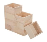 SHOWERORO 8pcs Wood Crate Box Wooden Crates for Storage Rustic Square Planter Box Wood Lightweight Cube 3.15x3.15x1.57 for Succulents and Small Plants Drawers Shelves