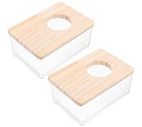 SHOWERORO Acrylic Hamster Sand Bath Box Set 2Pcs 15.5×10×7Cm Reusable Cage Bath Tub for Small Pets and Daily Use