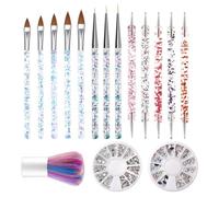 SHOWERORO Acrylic Nail DIY Painting Tool Manicure Pens Brush Kit for Nail Diamond Decor with Dual Head Dotting and Crystal Drawing Pens, for Manicure DIY Decor and Beauty Projects