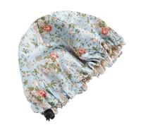 SHOWERORO Adjustable Elastic Printed Double-Layer Sleeping Hat Shower Cap Floral Light Blue One Size Hair Care Cap for Boys and