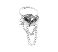 SHOWERORO Adjustable Open Ring Broken Heart Chain Finger Ring Unique Copper Statement Piece for Female Friends Party Wear