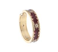 SHOWERORO Adjustable Red Enamel Ring with Cubic Zirconia Flower Design Romantic Chinese Style Open Band for Womens Engagement Wedding Party Jewelry Versatile Sweet Statement Accessory