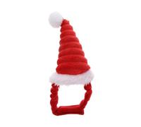 SHOWERORO Adjustable Red Plush Christmas Hat for Small Pets like Hamsters and Dogs with Sticky Strap Design, Adorable Ball Shape Suitable for Christmas and Occasions