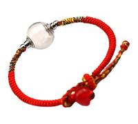 SHOWERORO Adjustable Red Thread Bracelet with Glass Bead Pendant, Hand-woven Rope Bracelet Symbolizing Good Fortune, Suitable for Different Wrist Sizes, New Year or Zodiac Year Accessory