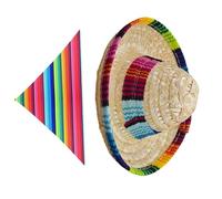 SHOWERORO Adjustable Straw Braid Dog Mexican Sombrero Hat and Triangular Bandana Set for Small Pets, Cute Fiesta Style Puppy Neckerchief for Outdoor Adventures and Party Supplies