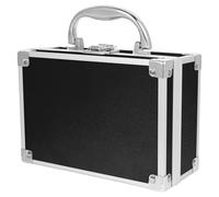 SHOWERORO Aluminum Alloy Makeup Carrying Case Small Black Portable Cosmetic Organizer Nail Supply Storage Tool Box for Travel and Professional Use